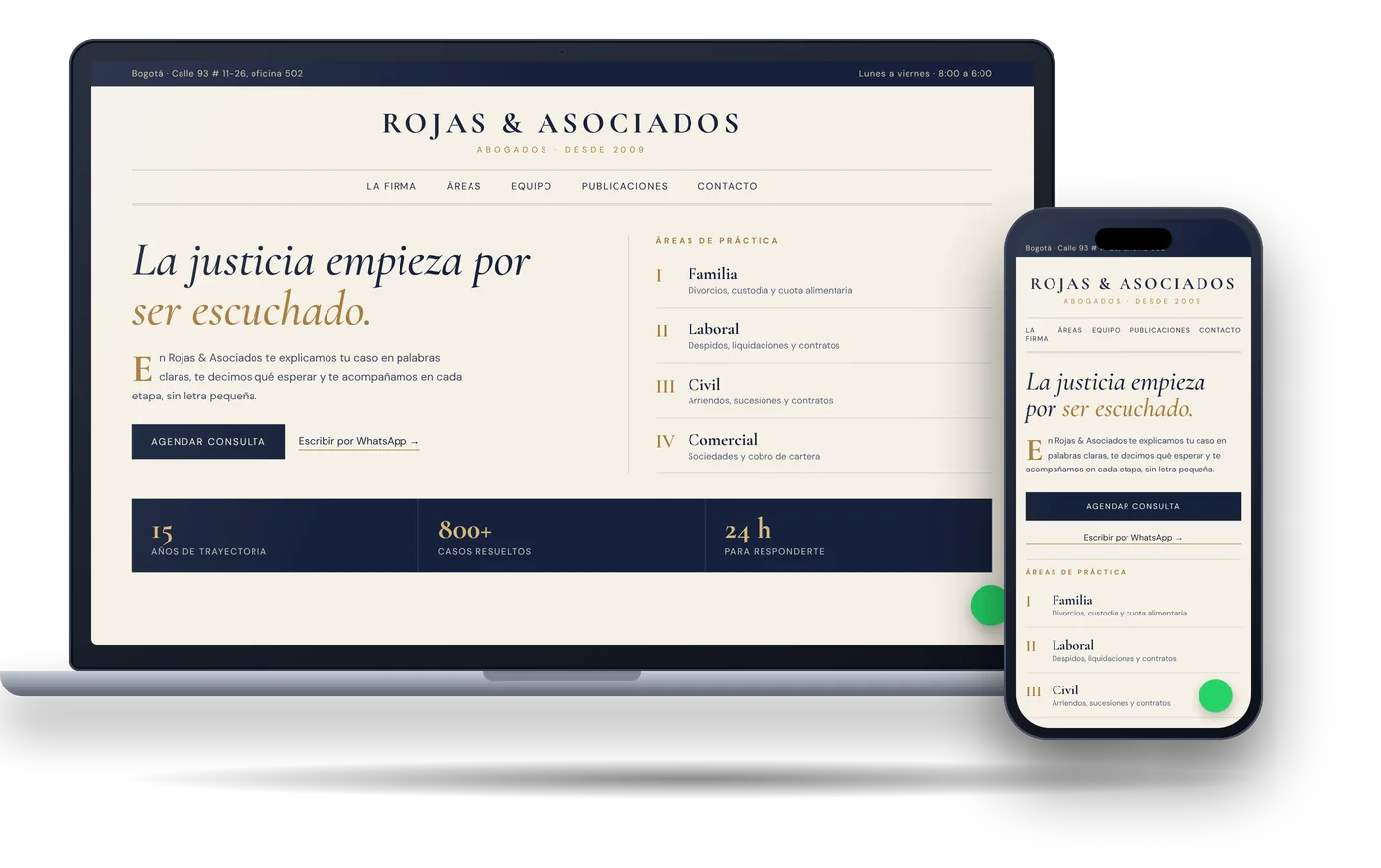 Concepto de sitio web para abogados