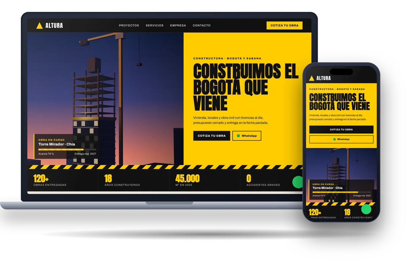 Concepto de sitio web para constructoras