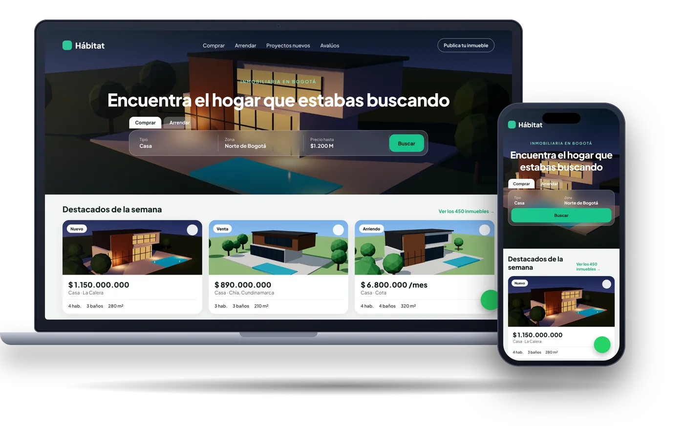 Concepto de sitio web para inmobiliarias